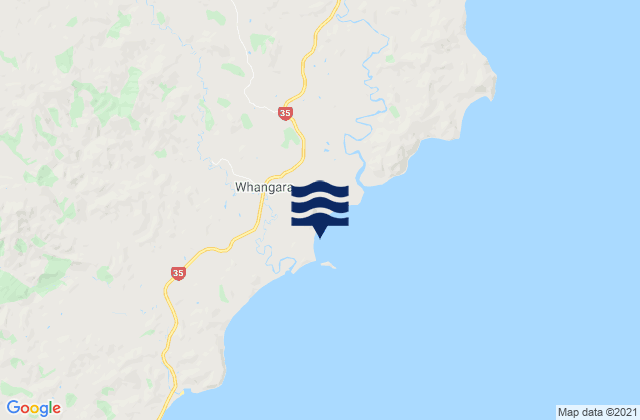 Carte des horaires des marées pour Whangara Island, New Zealand