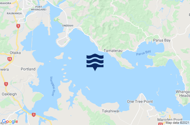 Carte des horaires des marées pour Whangarei Harbour, New Zealand