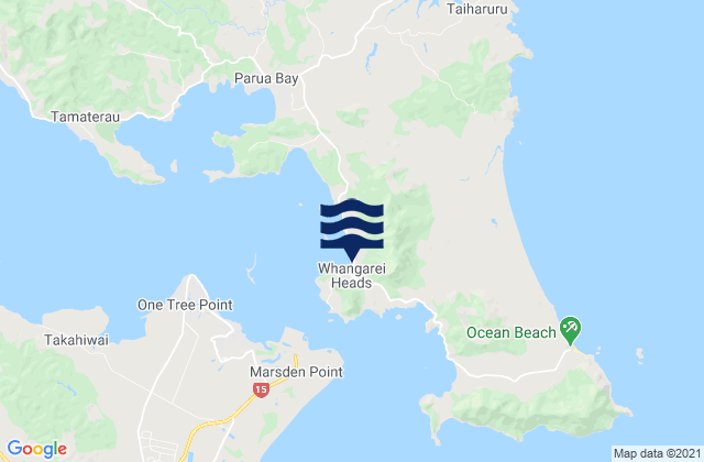 Carte des horaires des marées pour Whangarei Heads, New Zealand