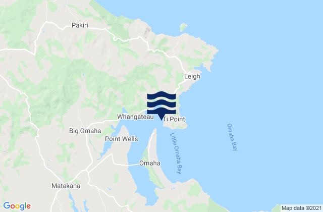 Carte des horaires des marées pour Whangateau Harbour, New Zealand