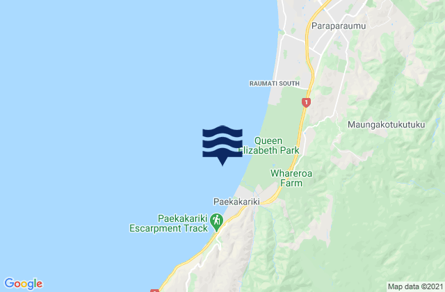 Carte des horaires des marées pour Whareroa Beach, New Zealand