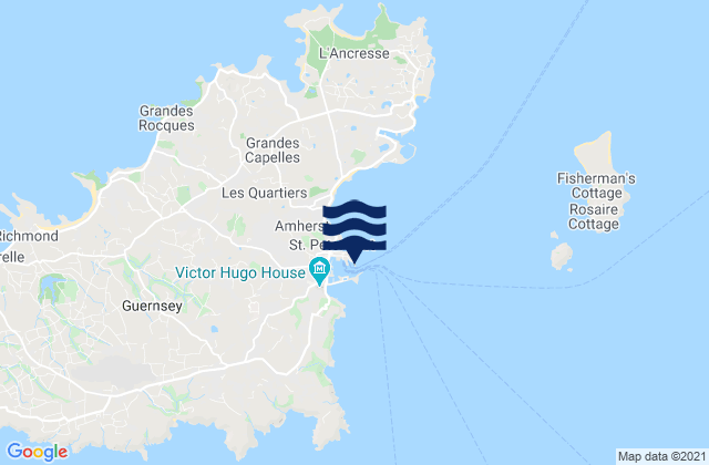 Carte des horaires des marées pour White Rock, Guernsey