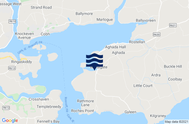 Carte des horaires des marées pour Whitegate Bay, Ireland