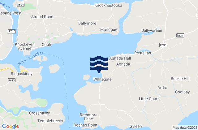Carte des horaires des marées pour Whitegate, Ireland
