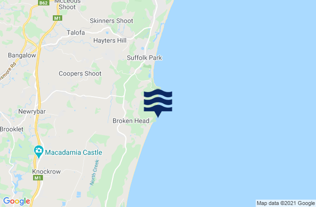 Carte des horaires des marées pour Whites Beach, Australia