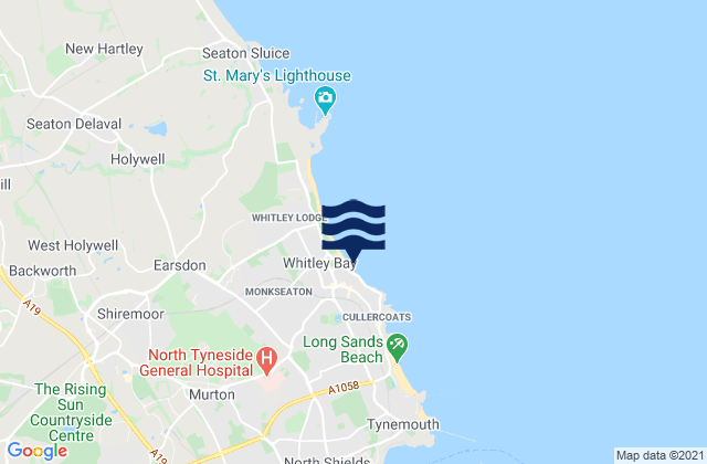 Carte des horaires des marées pour Whitley Bay, United Kingdom