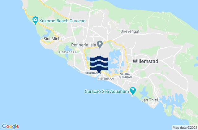 Carte des horaires des marées pour Willemstad, Curacao
