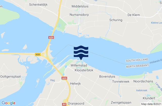 Carte des horaires des marées pour Willemstad, Netherlands