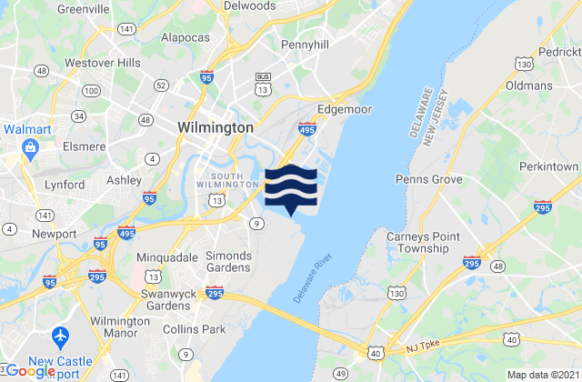 Carte des horaires des marées pour Wilmington Marine Terminal, United States