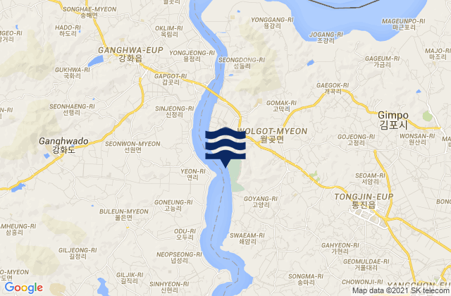 Carte des horaires des marées pour Wolgot, South Korea