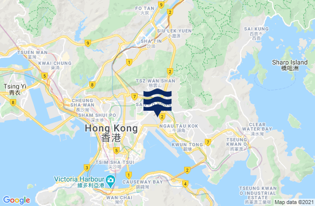 Carte des horaires des marées pour Wong Tai Sin, Hong Kong