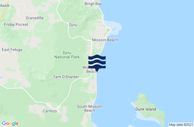 Carte des horaires des marées pour Wongaling Beach, Australia