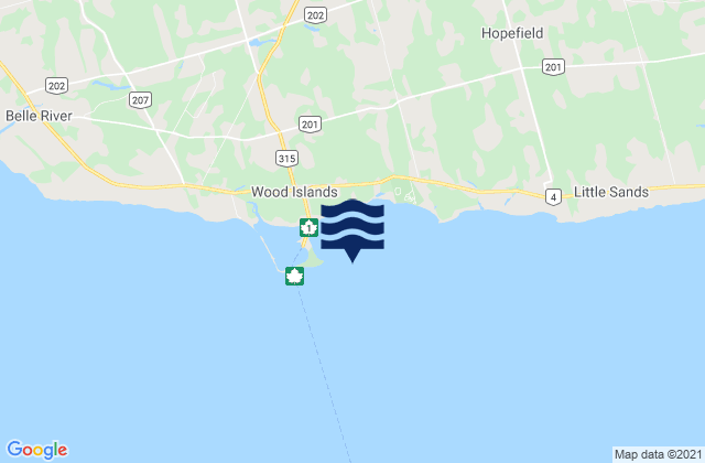 Carte des horaires des marées pour Wood Island, Canada