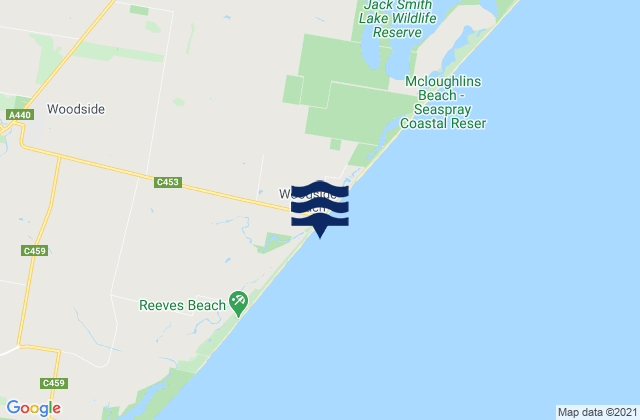 Carte des horaires des marées pour Woodside Beach, Australia