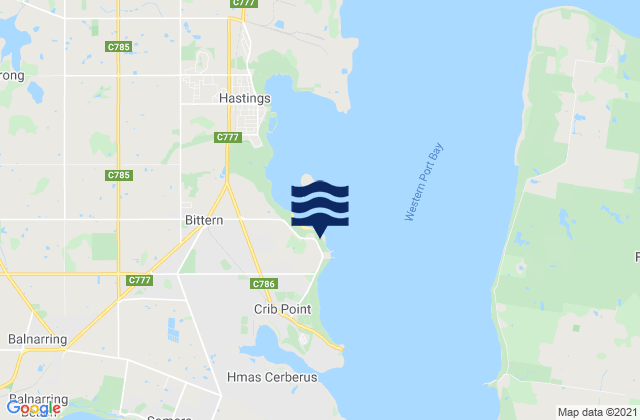Carte des horaires des marées pour Woolley Beach, Australia