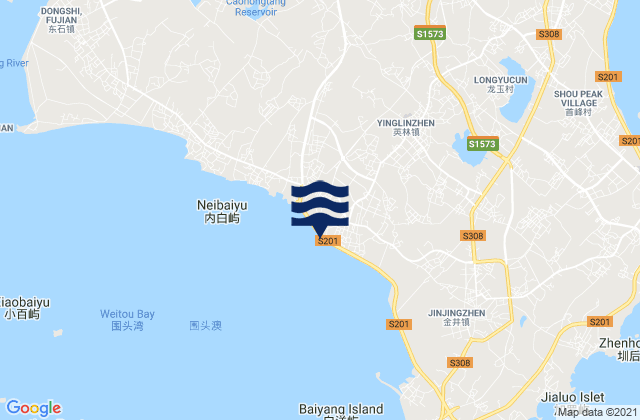 Carte des horaires des marées pour Wubao, China