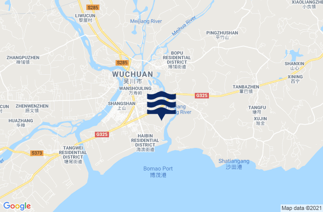 Carte des horaires des marées pour Wuchuan, China