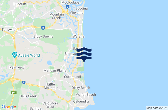 Carte des horaires des marées pour Wurtulla, Australia