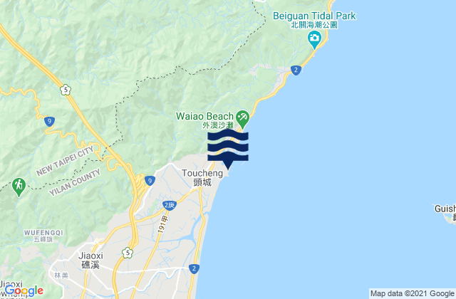 Carte des horaires des marées pour Wushi, Taiwan