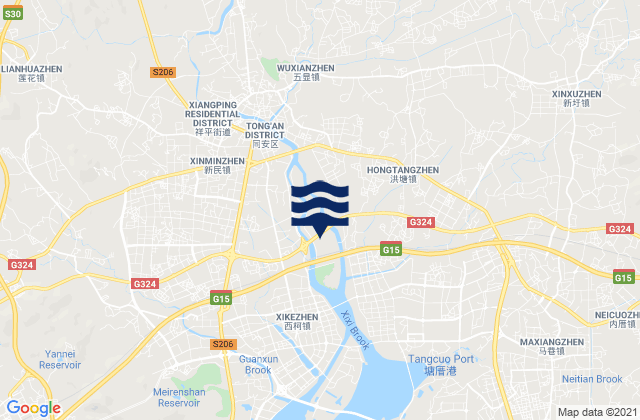 Carte des horaires des marées pour Wuxian, China