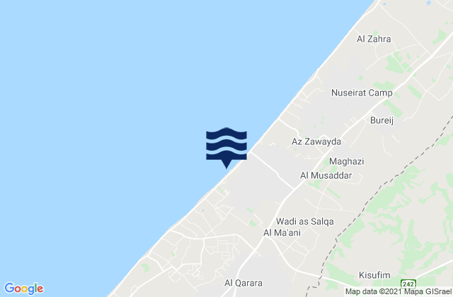 Carte des horaires des marées pour Wādī as Salqā, Palestinian Territory