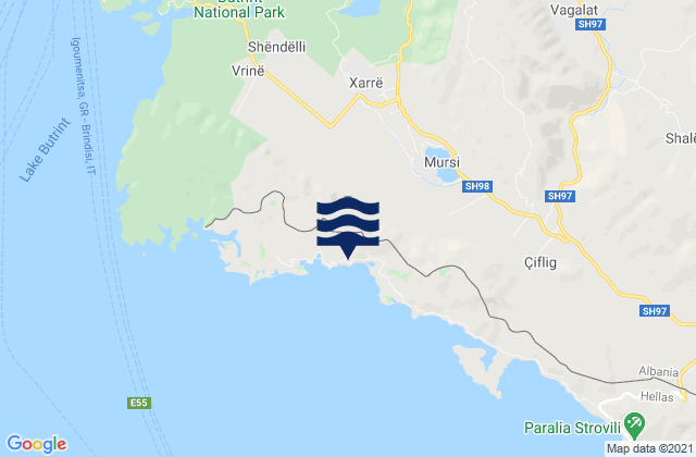 Carte des horaires des marées pour Xarrë, Albania