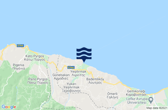 Carte des horaires des marées pour Xeróvounos, Cyprus