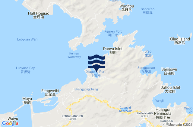 Carte des horaires des marées pour Xiagong, China