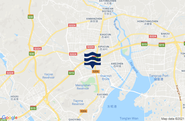 Carte des horaires des marées pour Xiamen Shi, China