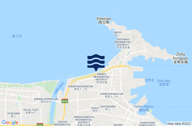 Carte des horaires des marées pour Xinfu, China