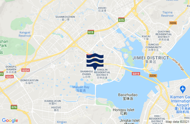 Carte des horaires des marées pour Xingbin, China