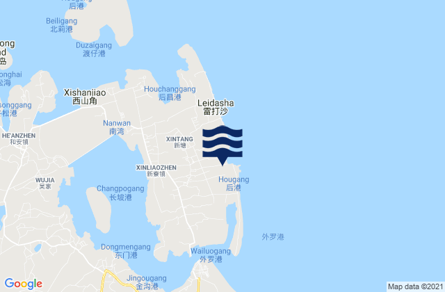 Carte des horaires des marées pour Xinliao, China