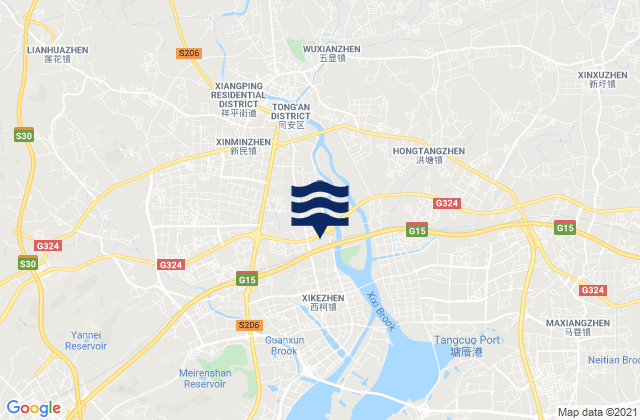 Carte des horaires des marées pour Xinmin, China