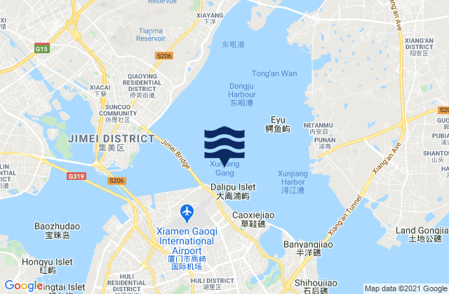Carte des horaires des marées pour Xunjiang Gang, China