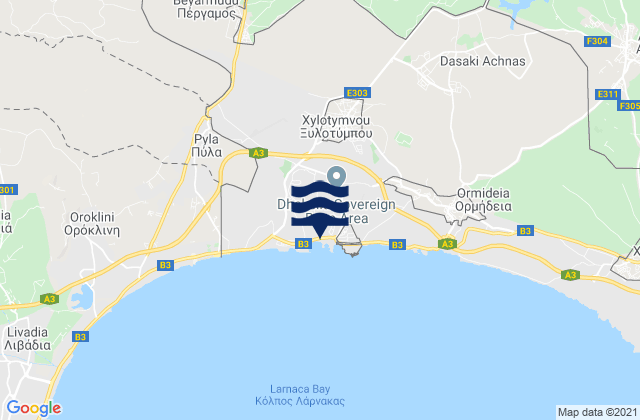 Carte des horaires des marées pour Xylotymbou, Cyprus