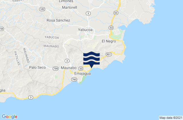 Carte des horaires des marées pour Yabucoa Barrio-Pueblo, Puerto Rico
