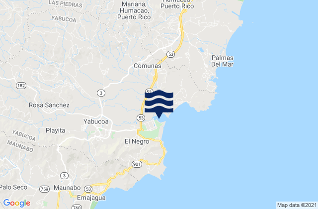 Carte des horaires des marées pour Yabucoa, Puerto Rico