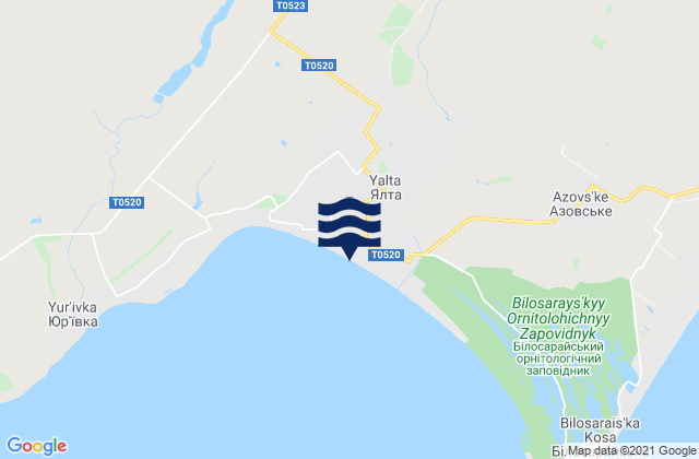 Carte des horaires des marées pour Yalta, Ukraine