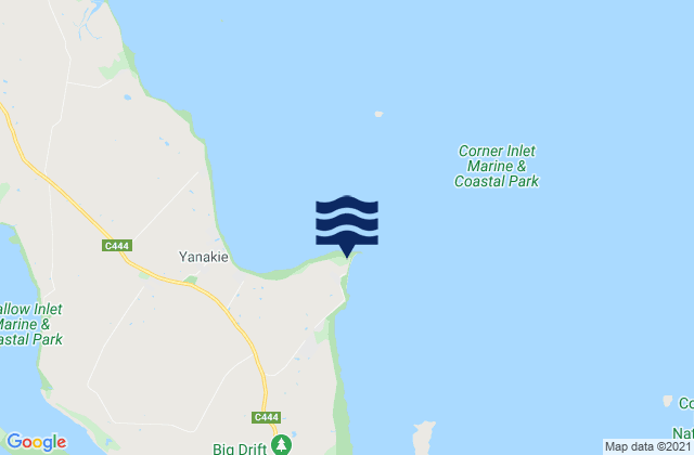 Carte des horaires des marées pour Yanakie Beach, Australia