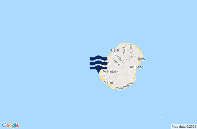 Carte des horaires des marées pour Yangor, Nauru