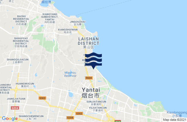 Carte des horaires des marées pour Yantai, China