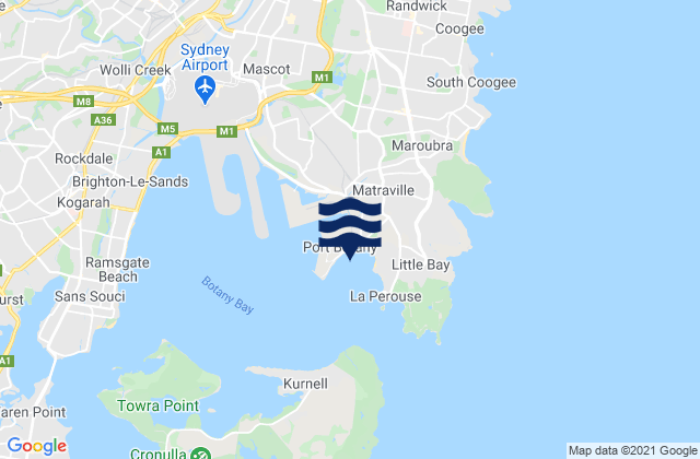 Carte des horaires des marées pour Yarra Bay, Australia