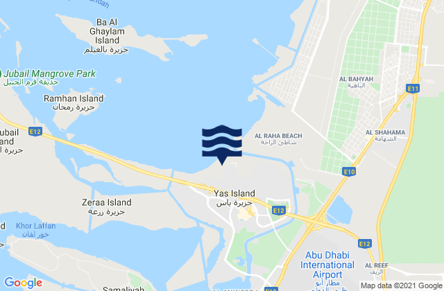 Carte des horaires des marées pour Yas Island, United Arab Emirates