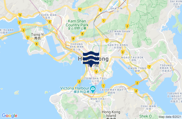 Carte des horaires des marées pour Yau Tsim Mong, Hong Kong