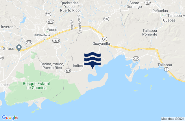 Carte des horaires des marées pour Yauco Barrio-Pueblo, Puerto Rico