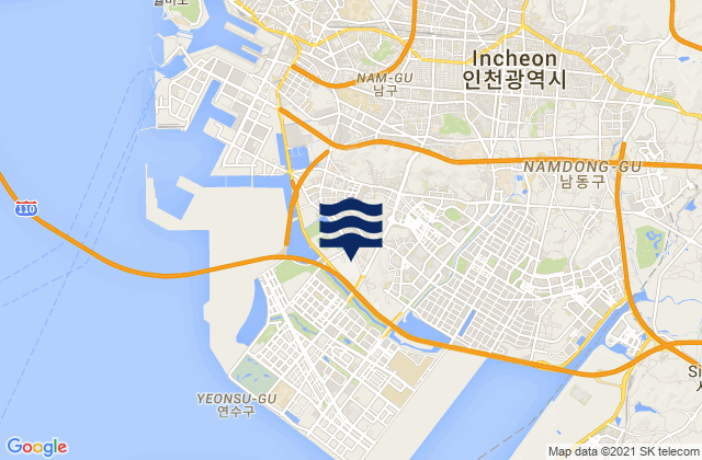 Carte des horaires des marées pour Yeonsu-gu, South Korea