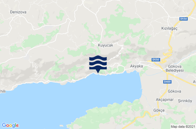 Carte des horaires des marées pour Yerkesik, Turkey