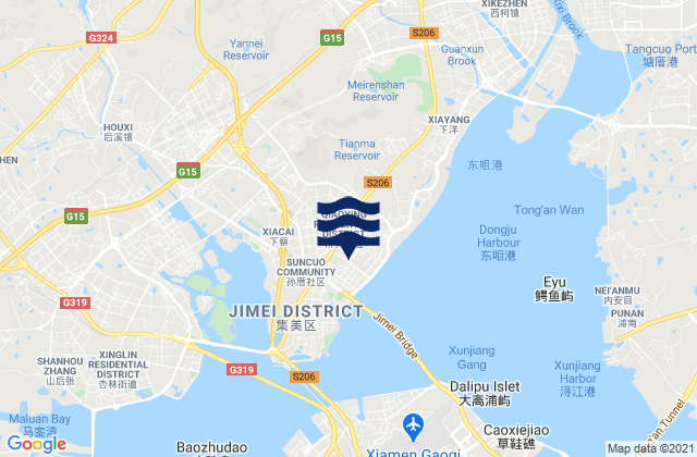 Carte des horaires des marées pour Yingcun, China