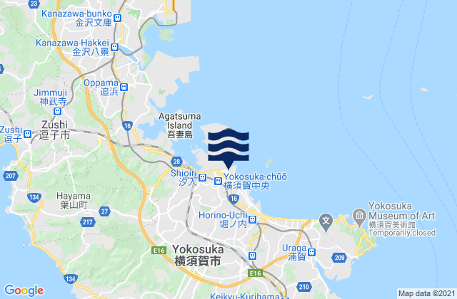 Carte des horaires des marées pour Yokosuka Ko, Japan