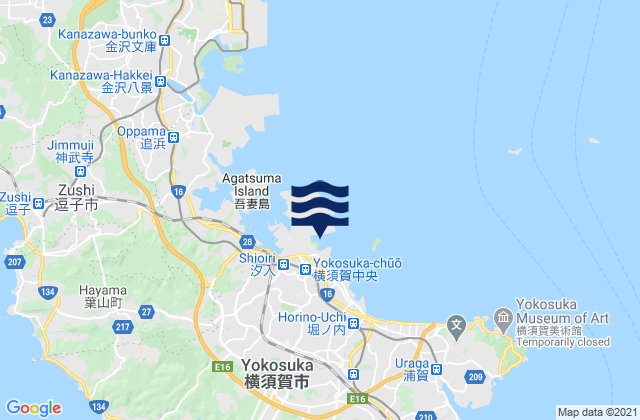 Carte des horaires des marées pour Yokosuka, Japan